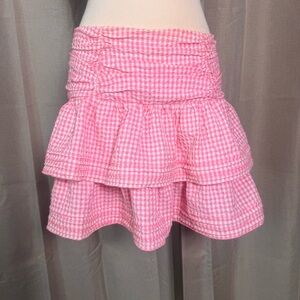 BUDDY LOVE Tiered Pink and White Gingham Ruffle Skirt